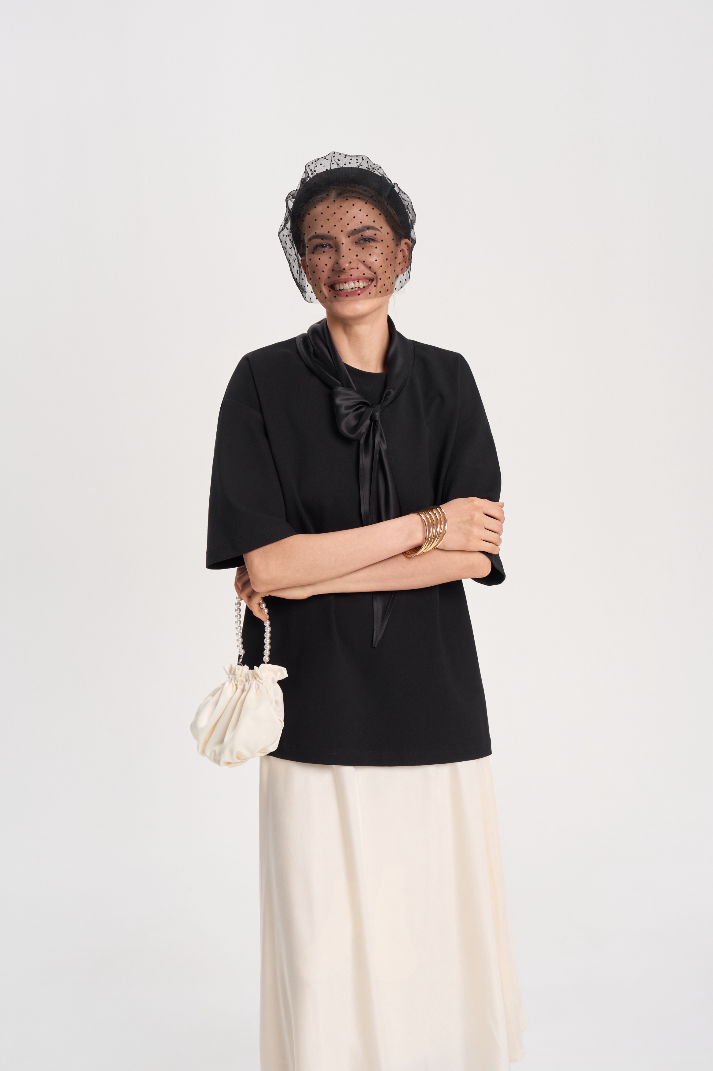 Футболка с шелковым воротничком